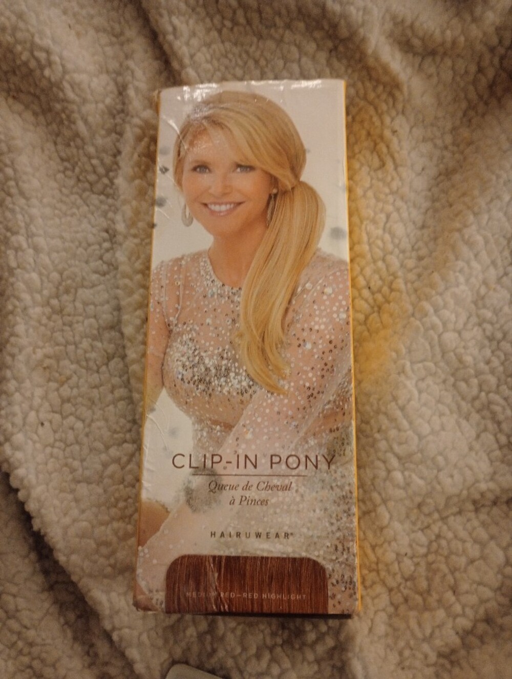 Clip-In Ponytail - Medium Red, Blonde Highlights